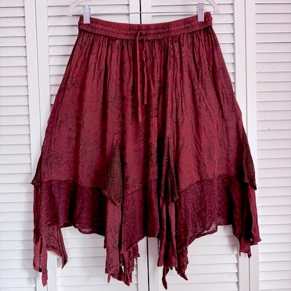 My Choice Dresses & Skirts - My Choice Pull On Midi Skirt Whimsy Goth Gypsy Rustic Red  One Size